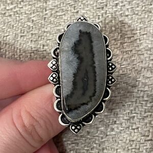 Handmade Sterling Silver Gray Solar Quartz Ring